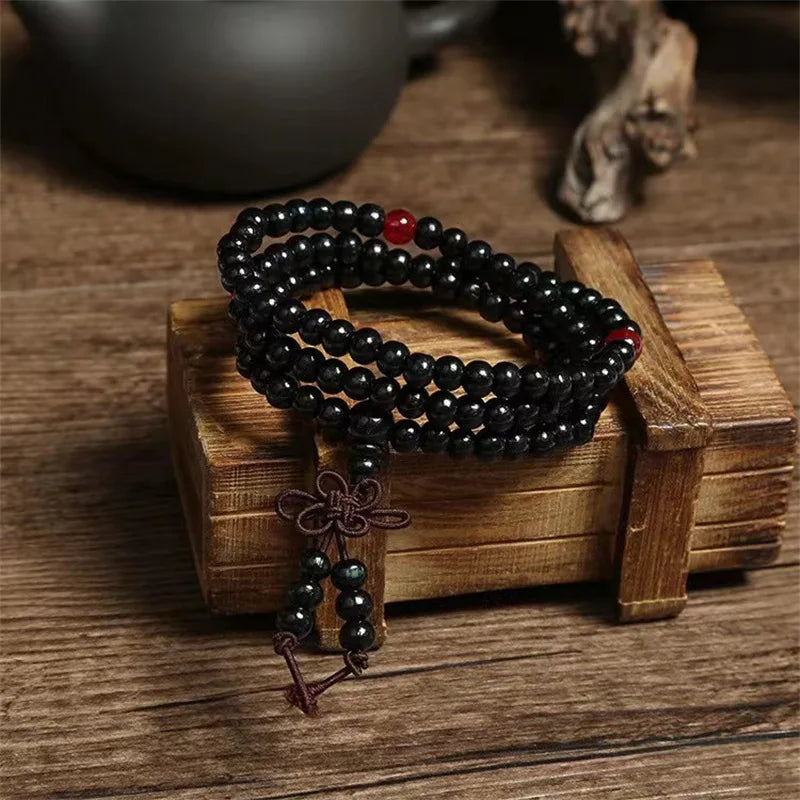 Natural Chinese Sandalwood 108 Prayer Beads Mala – 6mm Buddhist Rosary Bracelet & Necklace