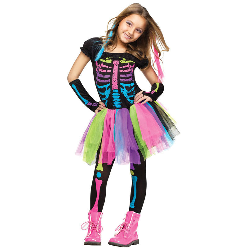 Halloween Colorful Skeleton Costume – Horror Cosplay Masquerade Outfit