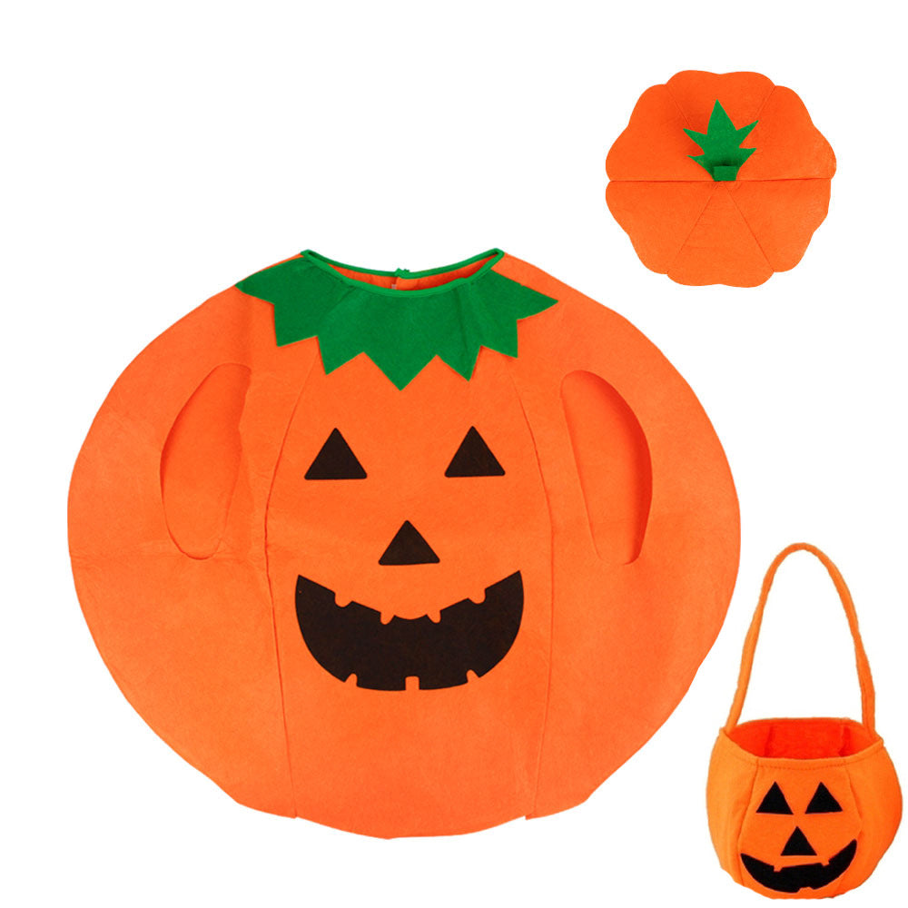 Kids Halloween Pumpkin Costume – Cute Pumpkin Hat & Candy Bag