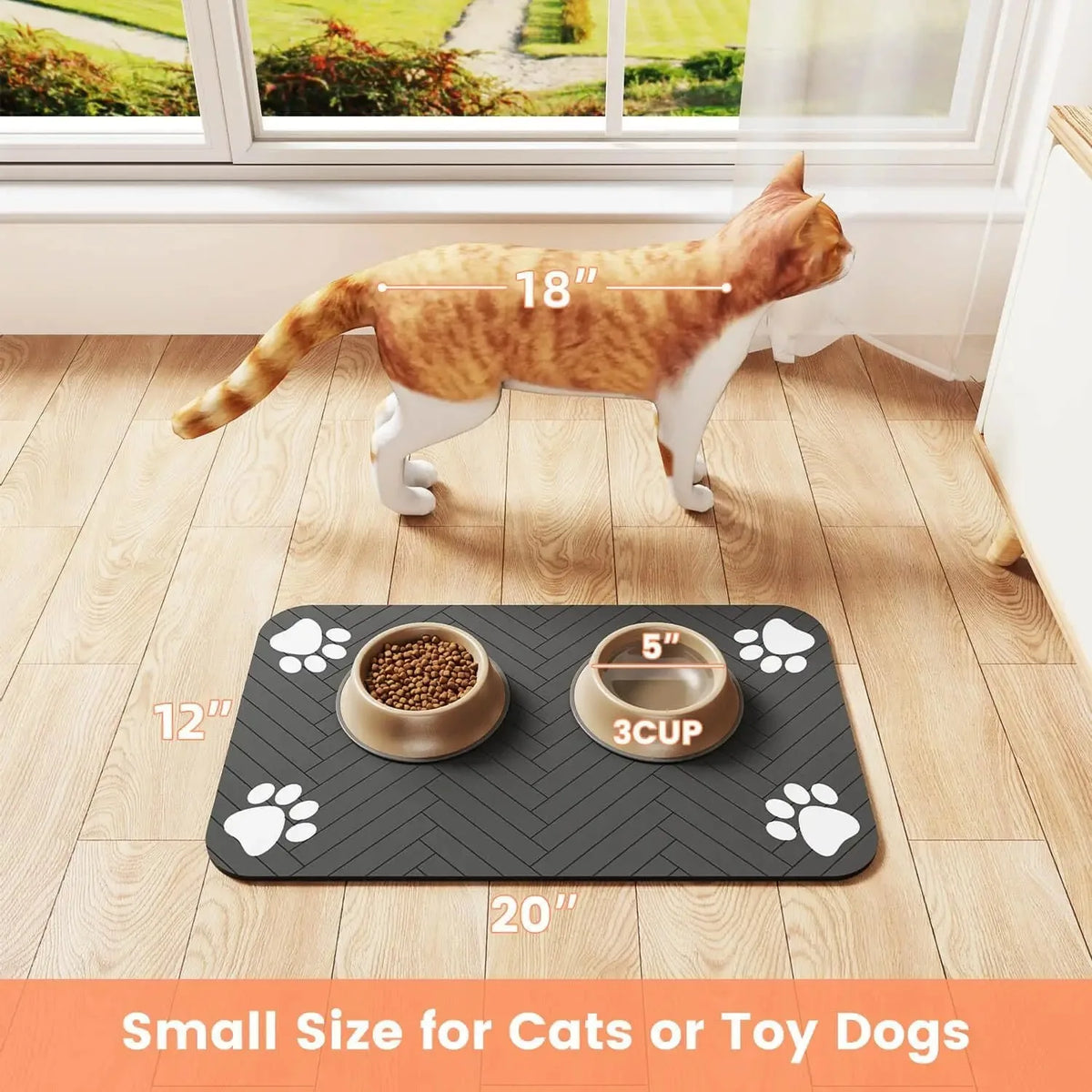 Absorbent Pet Feeding Mat for Dogs & Cats – Waterproof Food & Water Bowl Placemat