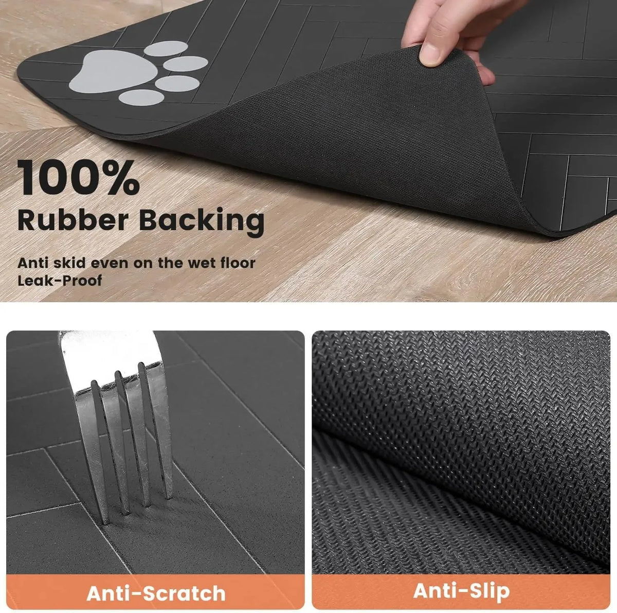 Absorbent Pet Feeding Mat for Dogs & Cats – Waterproof Food & Water Bowl Placemat