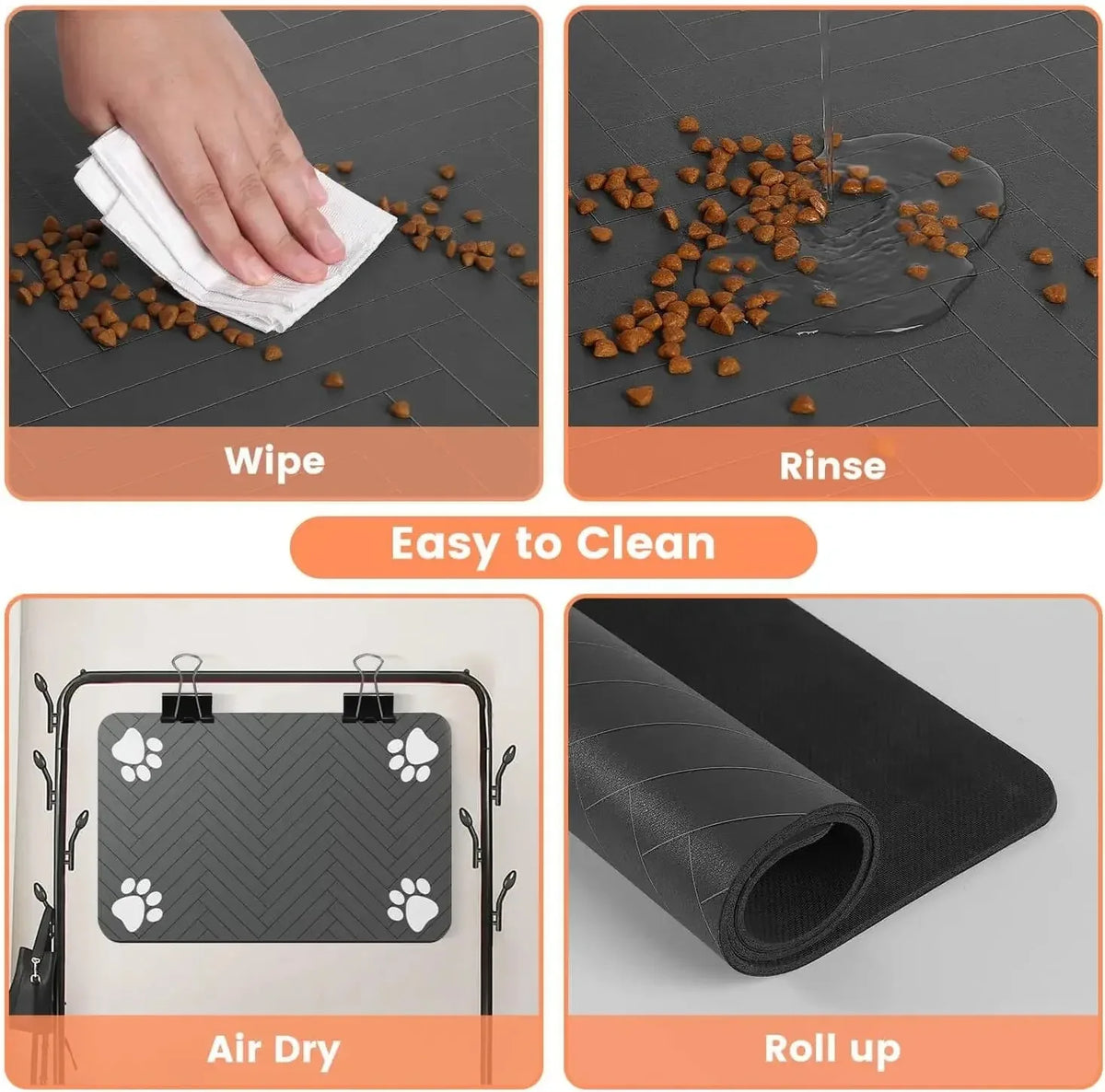 Absorbent Pet Feeding Mat for Dogs & Cats – Waterproof Food & Water Bowl Placemat