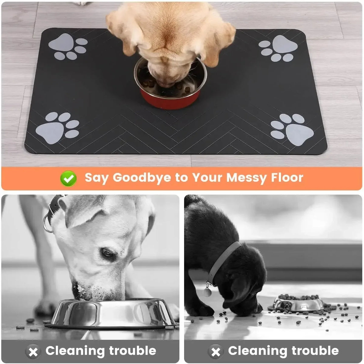 Absorbent Pet Feeding Mat for Dogs & Cats – Waterproof Food & Water Bowl Placemat