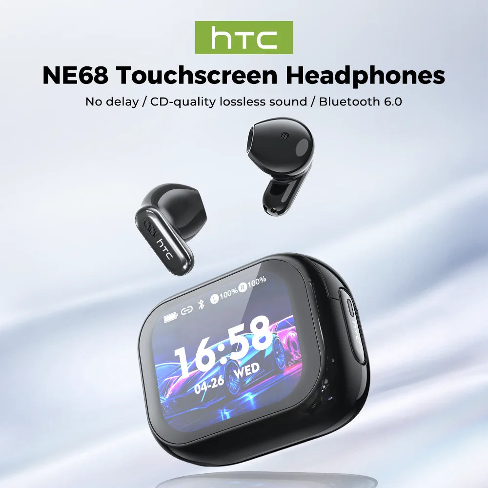 HTC NE68 Wireless Bluetooth Headphones with Microphone – AI Translator TWS Earbuds with HiFi Sound