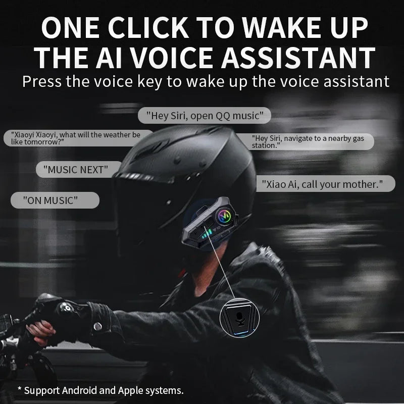 Y10 Bluetooth 5.3 Motorcycle Helmet Headset – Waterproof Wireless Hands-Free Speaker & Music Kit