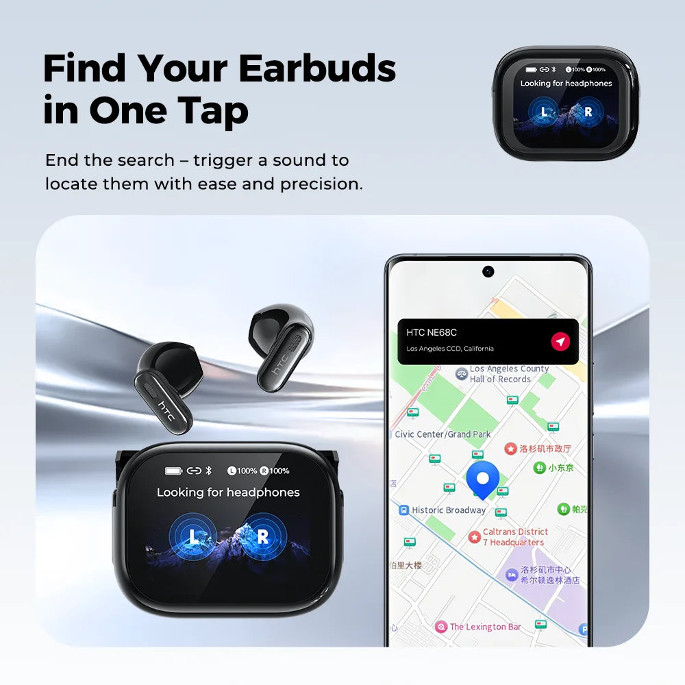 HTC NE68 Wireless Bluetooth Headphones with Microphone – AI Translator TWS Earbuds with HiFi Sound
