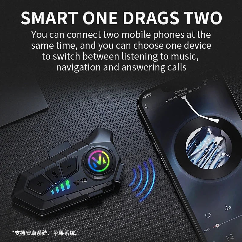 Y10 Bluetooth 5.3 Motorcycle Helmet Headset – Waterproof Wireless Hands-Free Speaker & Music Kit