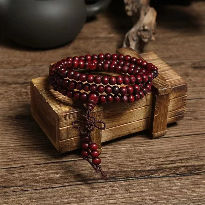 Natural Chinese Sandalwood 108 Prayer Beads Mala – 6mm Buddhist Rosary Bracelet & Necklace