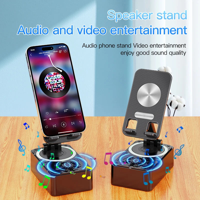 3-in-1 Bluetooth Speaker, Phone Stand & Power Bank – Foldable Wireless Speaker with Anti-Slip Base
